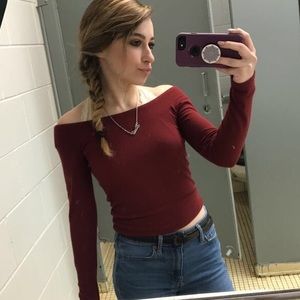 Ribbed off the shoulder top Hollister fitted top
